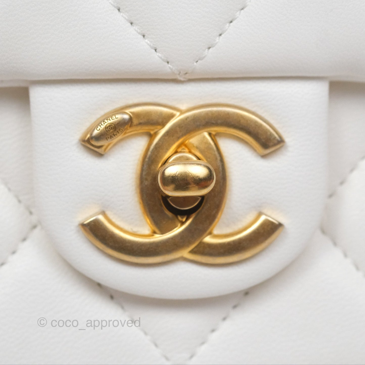 Chanel Quilted My Perfect Mini With Pearl White Lambskin Aged Gold Hardware 21K