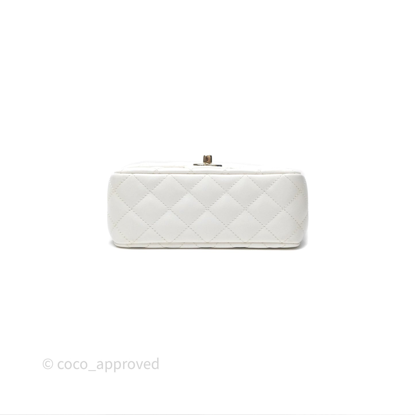 Chanel Crystals Top Handle Mini Rectangular Flap Bag White Lambskin Gold Hardware
