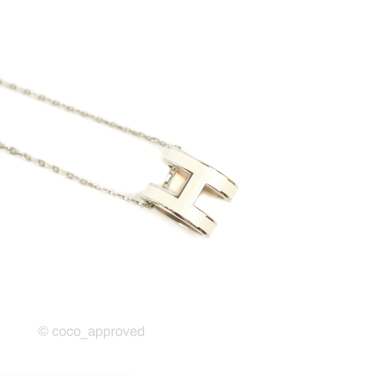 Hermès Pop H Pendant Necklace White Silver Hardware