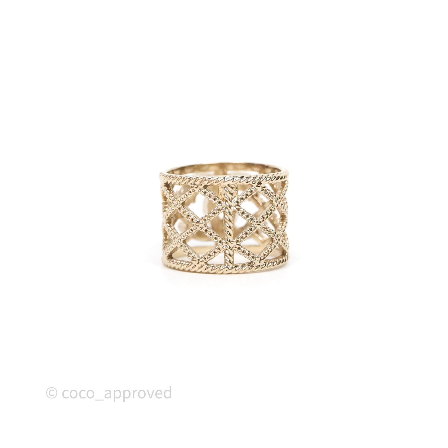 Chanel Pearl CC Ring Gold Tone 19C