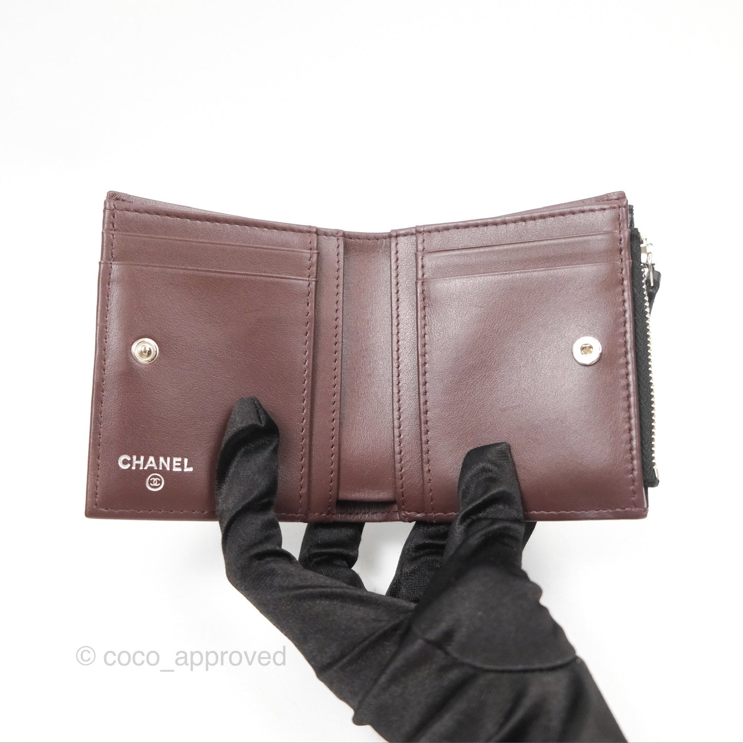 Chanel Compact Wallet Black Caviar Gold Hardware 23A