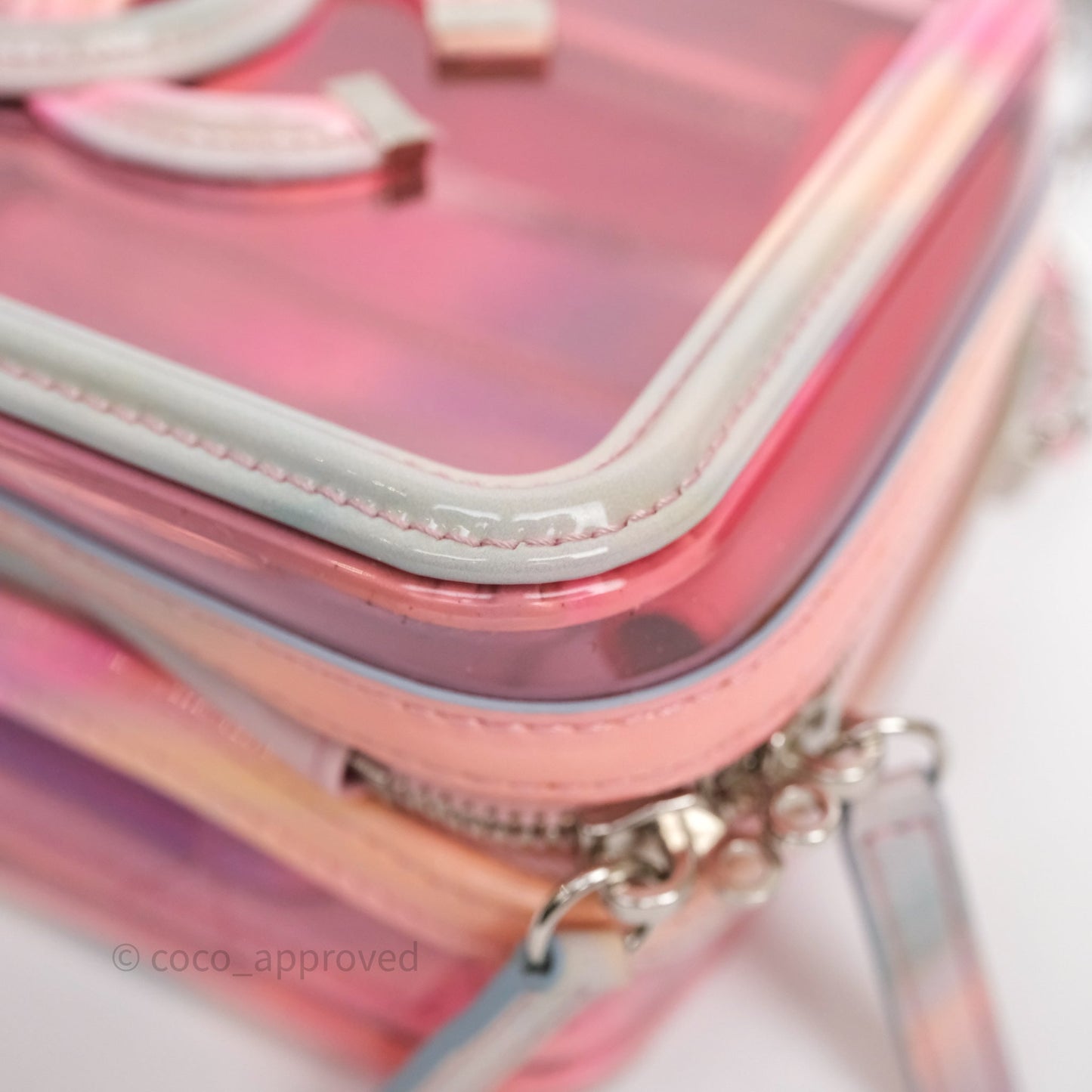 Chanel Filigree Pink Vanity Case PVC Silver Hardware