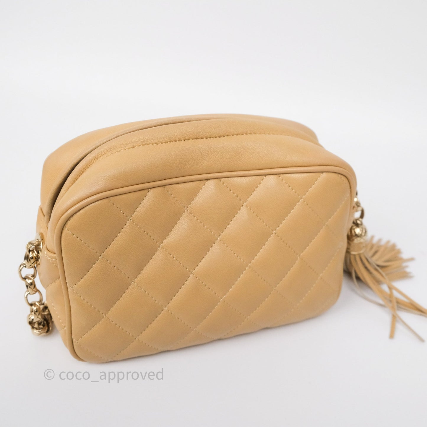 Chanel Coco Vintage Camera Case Beige Calfskin Gold Hardware