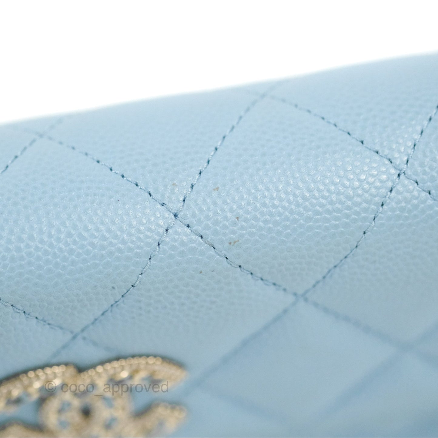 Chanel Long Flap Wallet Blue Caviar Gold Hardware
