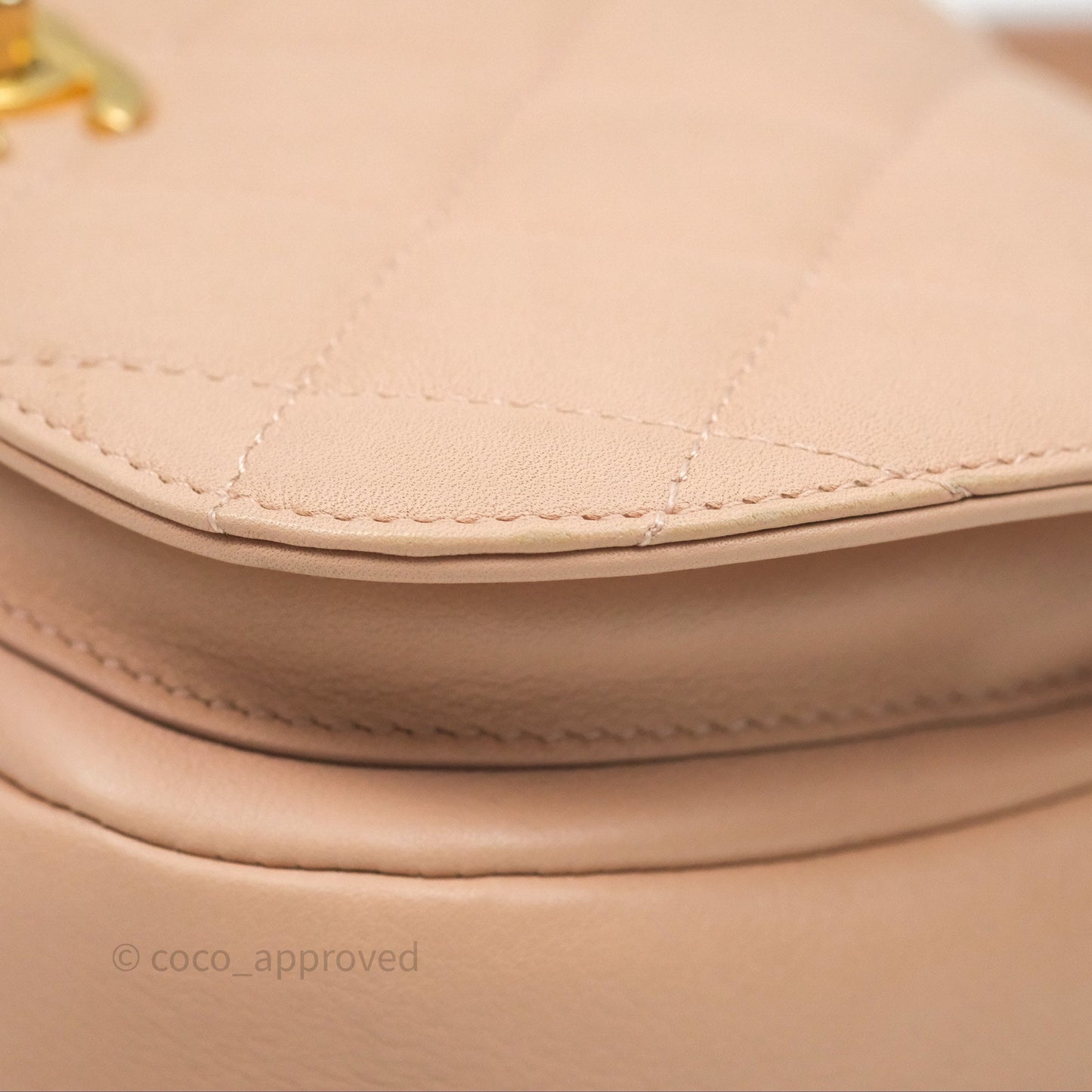 Chanel Messenger Bag Beige Pink Calfskin Aged Gold Hardware