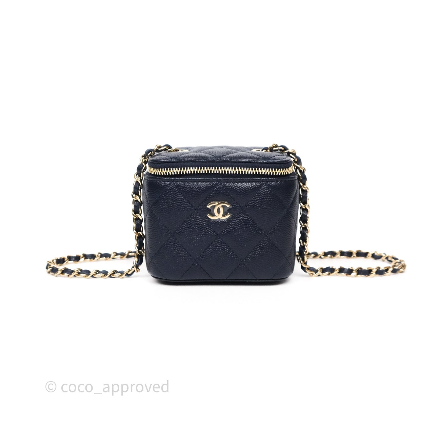 Chanel Mini Vanity With Chain Navy Caviar Gold Hardware