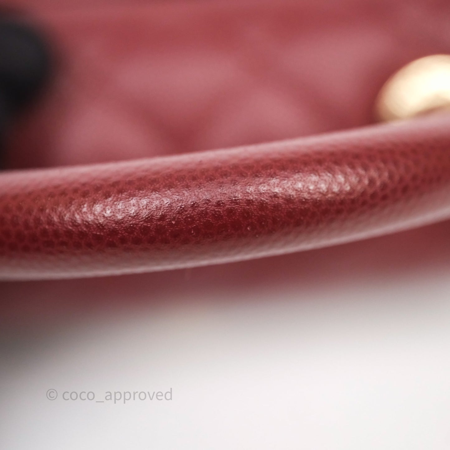 Chanel Small Coco Handle Quilted Red Burgundy Caviar Gold Hardware