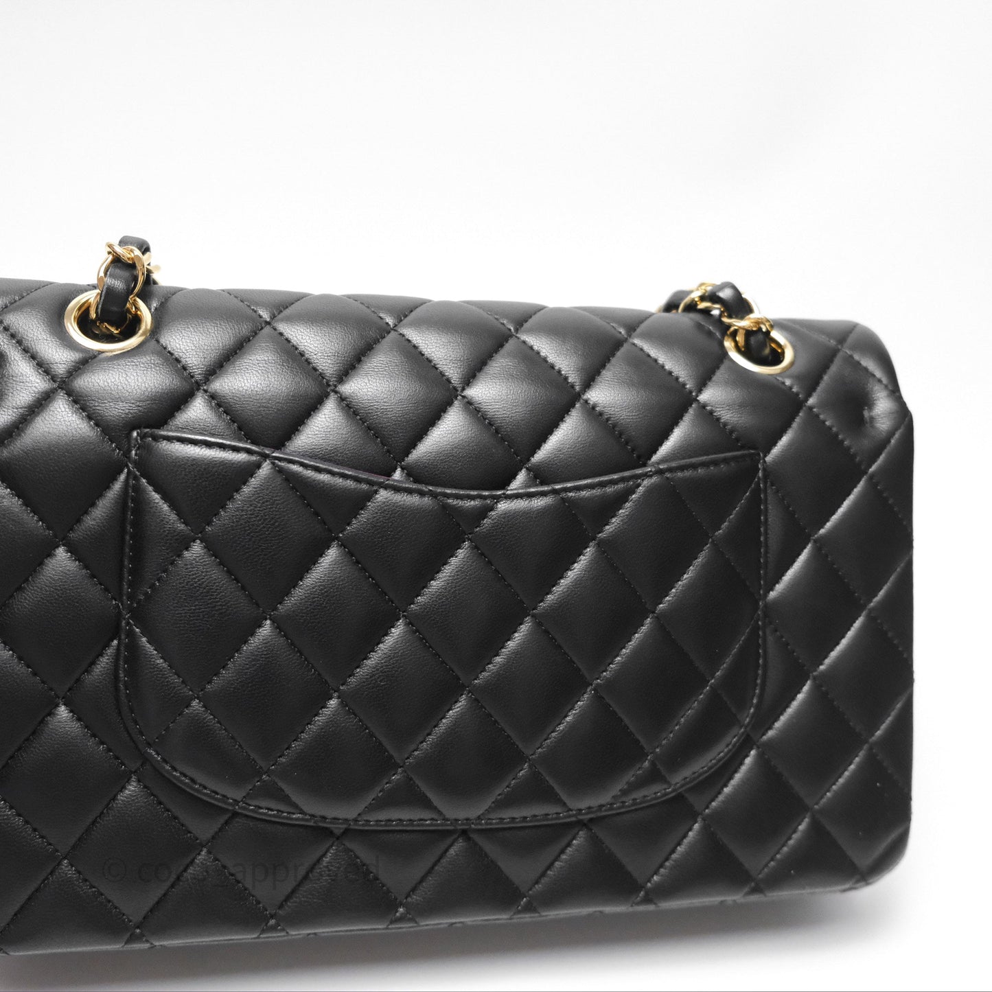 Chanel Classic M/L Medium Flap Quilted Black Lambskin Gold Hardware