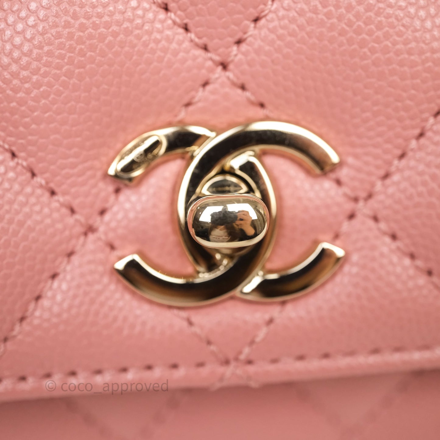 Chanel Small Coco Handle Quilted Pink Caviar Gold Hardware