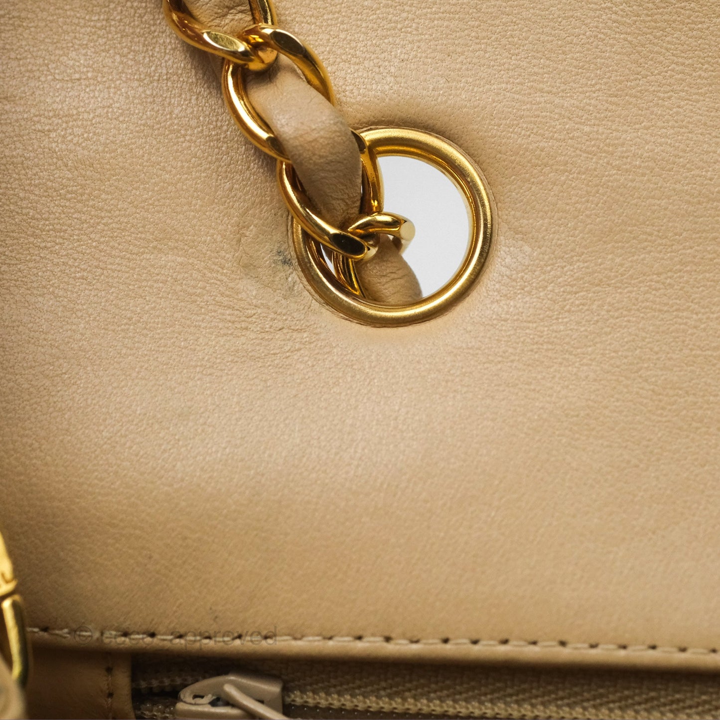 Chanel Vintage Small Quilted Classic Diana Flap Bag Beige Lambskin 24K Gold Hardware