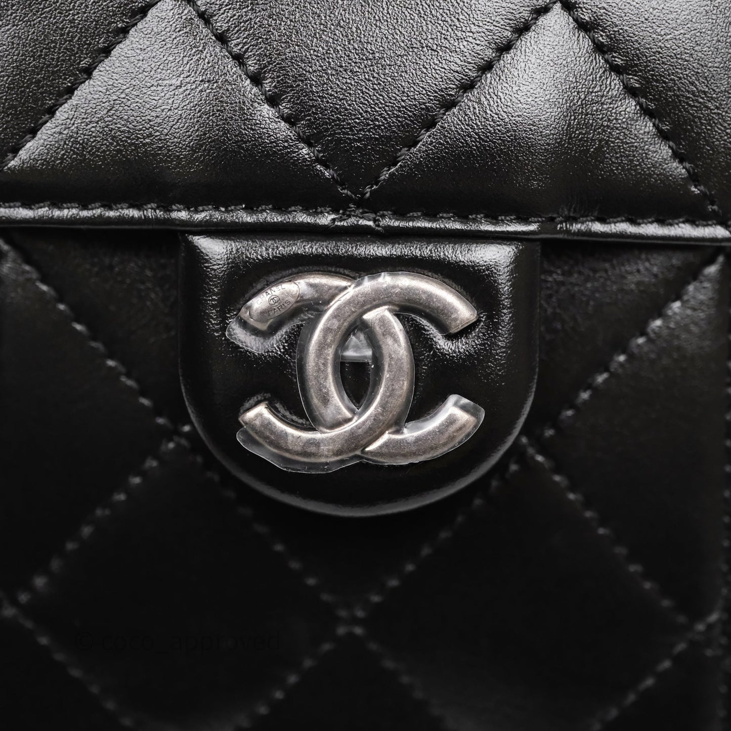 Chanel 25 Mini Black Shiny Crumpled Calfskin Mixed Hardware