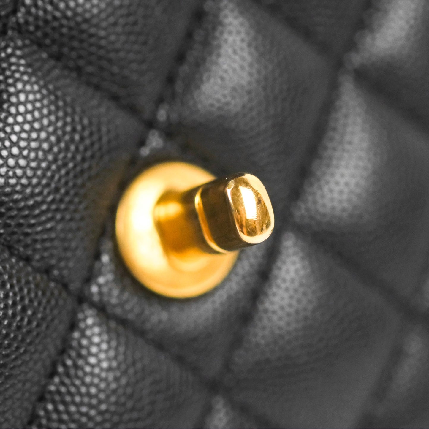 Chanel Small Coco Handle Quilted Black Caviar Aged Gold Hardware Lizard Handle