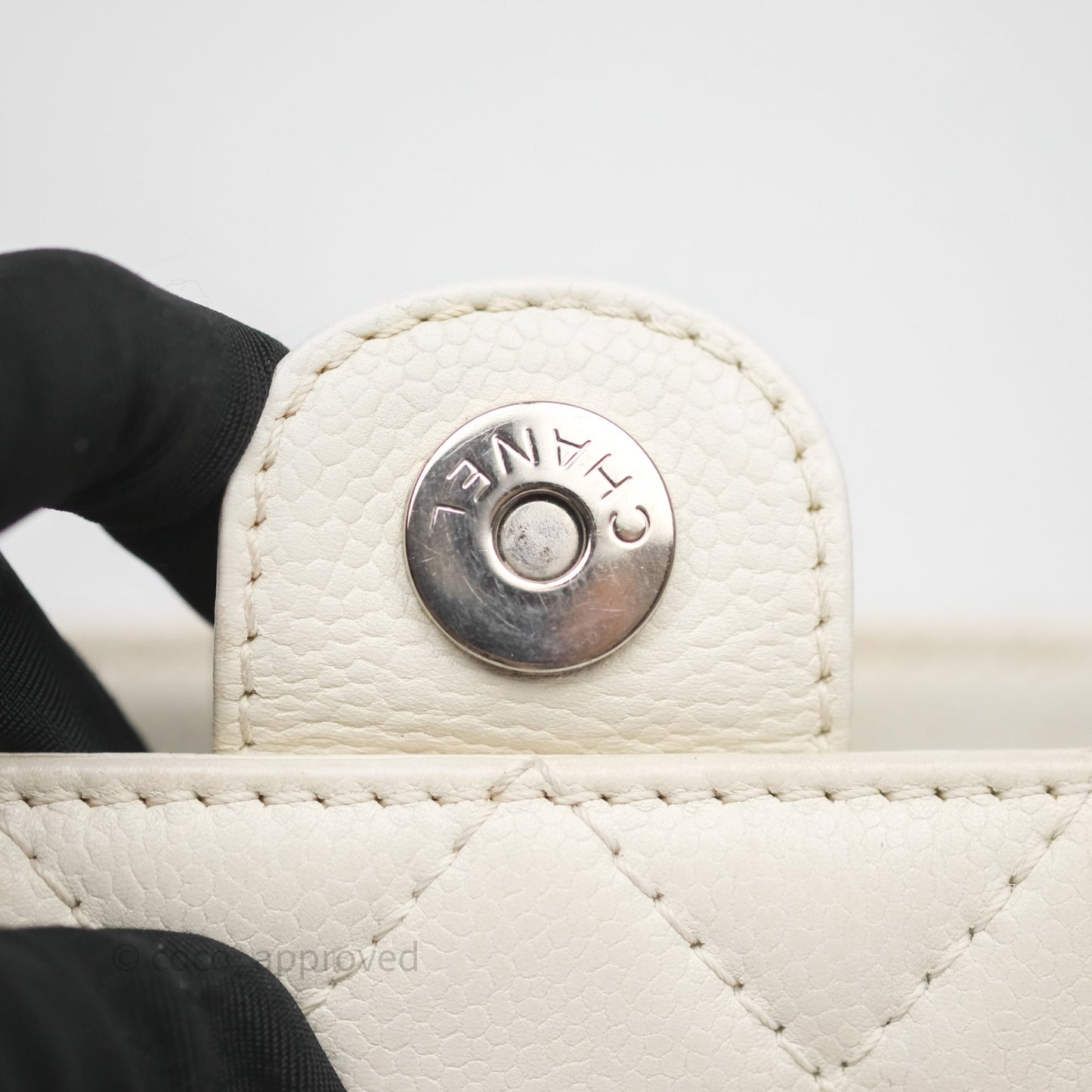 Chanel Vertical GST White Caviar Silver Hardware