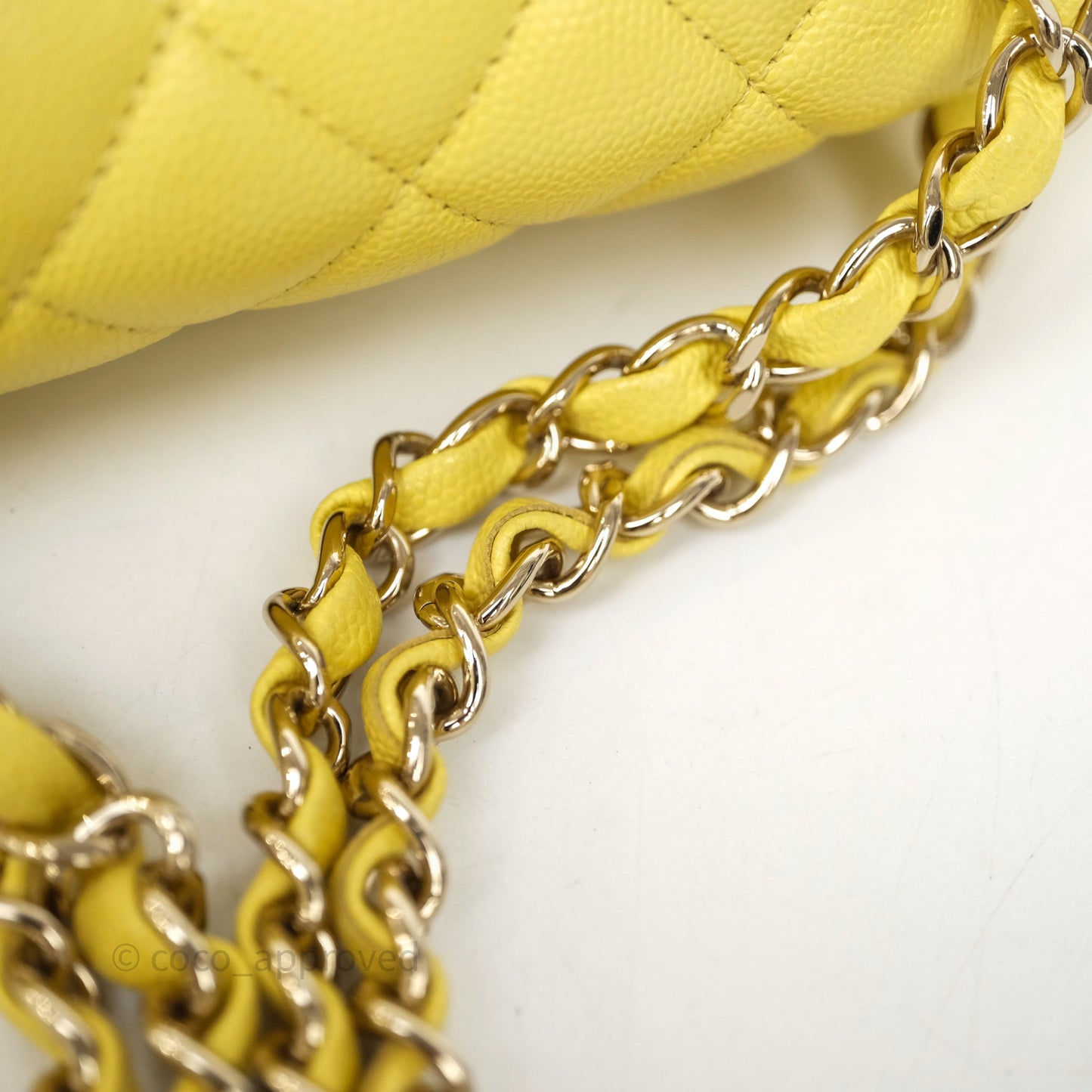 Chanel Small Classic Flap Quilted Yellow Caviar Gold Hardware