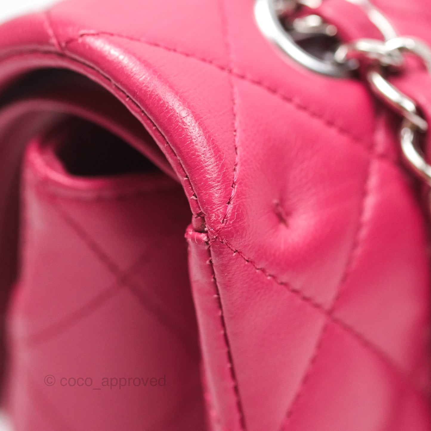 Chanel Classic M/L Medium Flap Quilted Dark Pink Lambskin Silver Hardware
