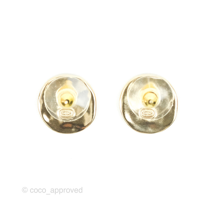 Chanel Crystal Pearl CC Earrings Gold Tone 21V