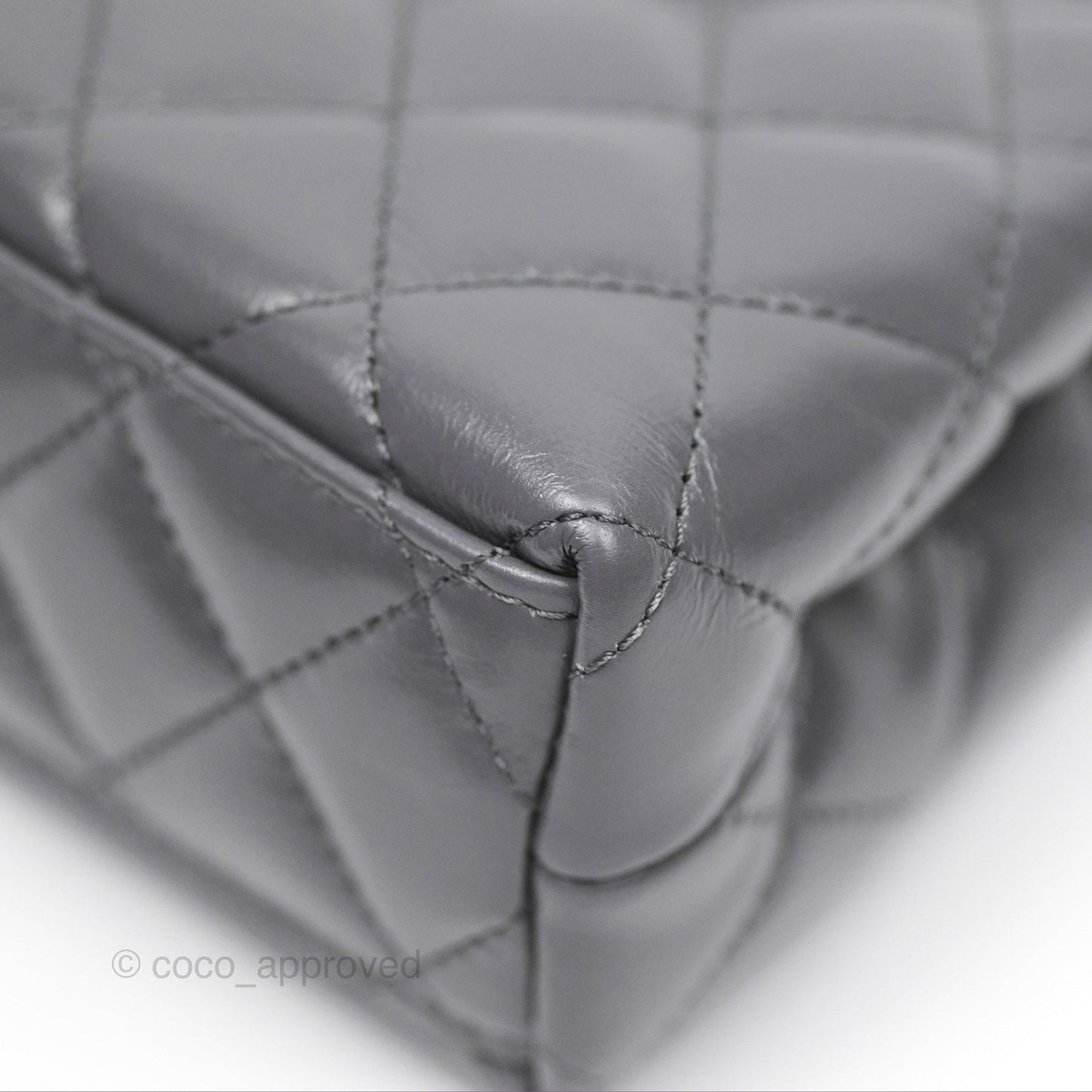 Chanel Kelly Bag Quilted Grey Shiny Calfskin Aged Gold Hardware