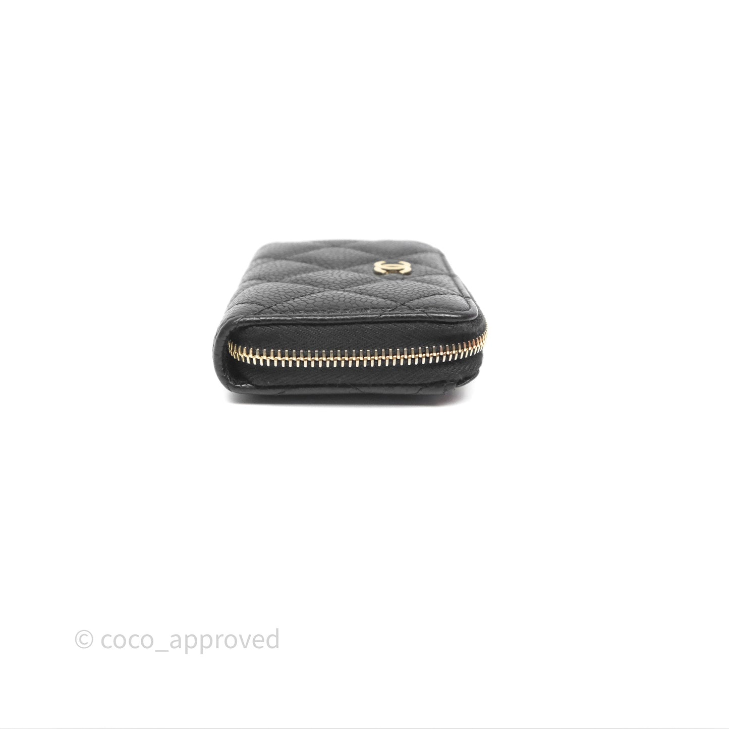 Chanel Classic Zipped Coin Purse Black Caviar Gold Hardware