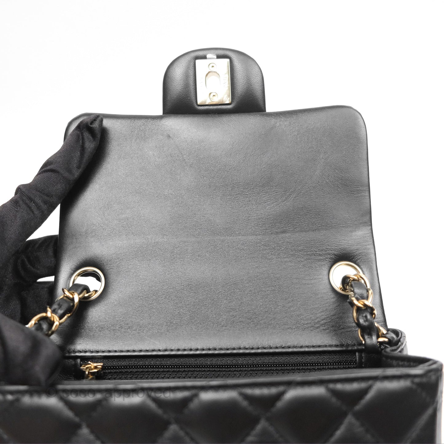 Chanel Mini Square Black Lambskin Gold Hardware