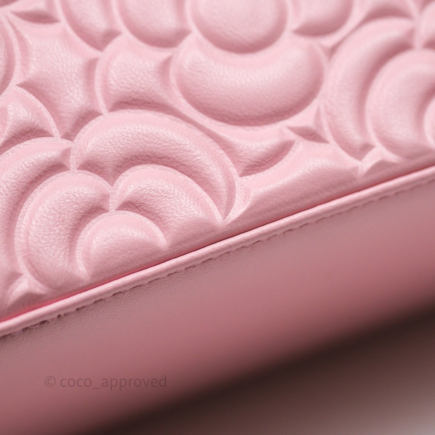 Chanel Vanity with Chain Camellia Embossed Pink Lambskin Gold Hardware