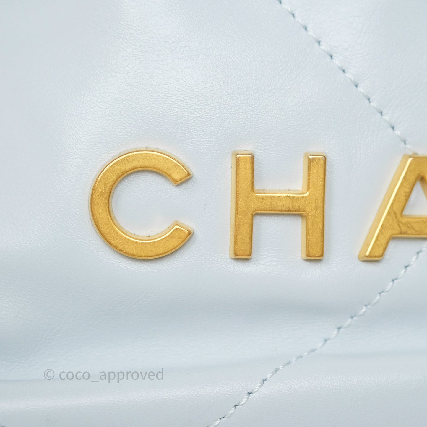 Chanel 22 Mini Bag Light Blue Shiny Crumpled Calfskin