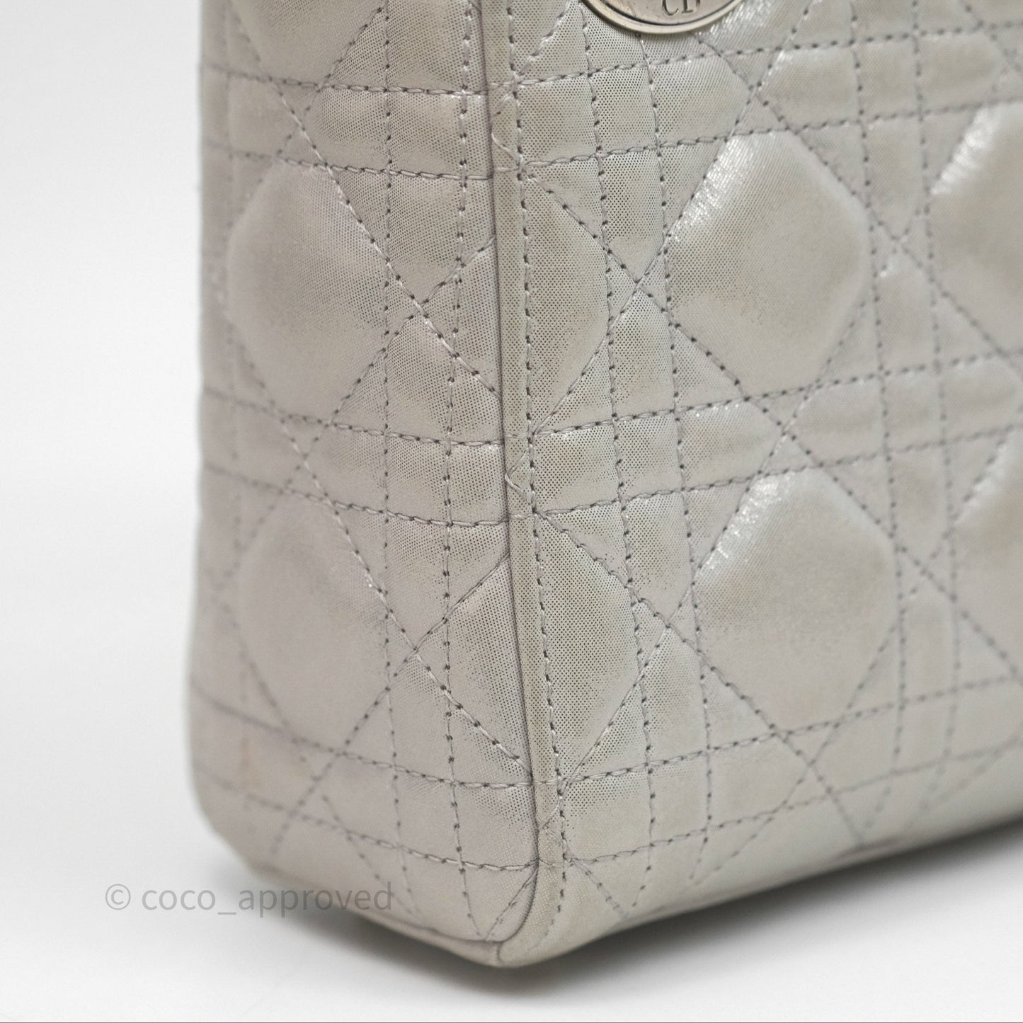 Christian Dior Calfskin Cannage Mini Lady Dior Grey
