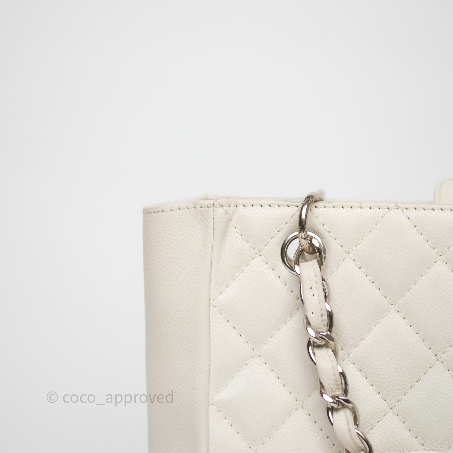 Chanel Vertical GST White Caviar Silver Hardware
