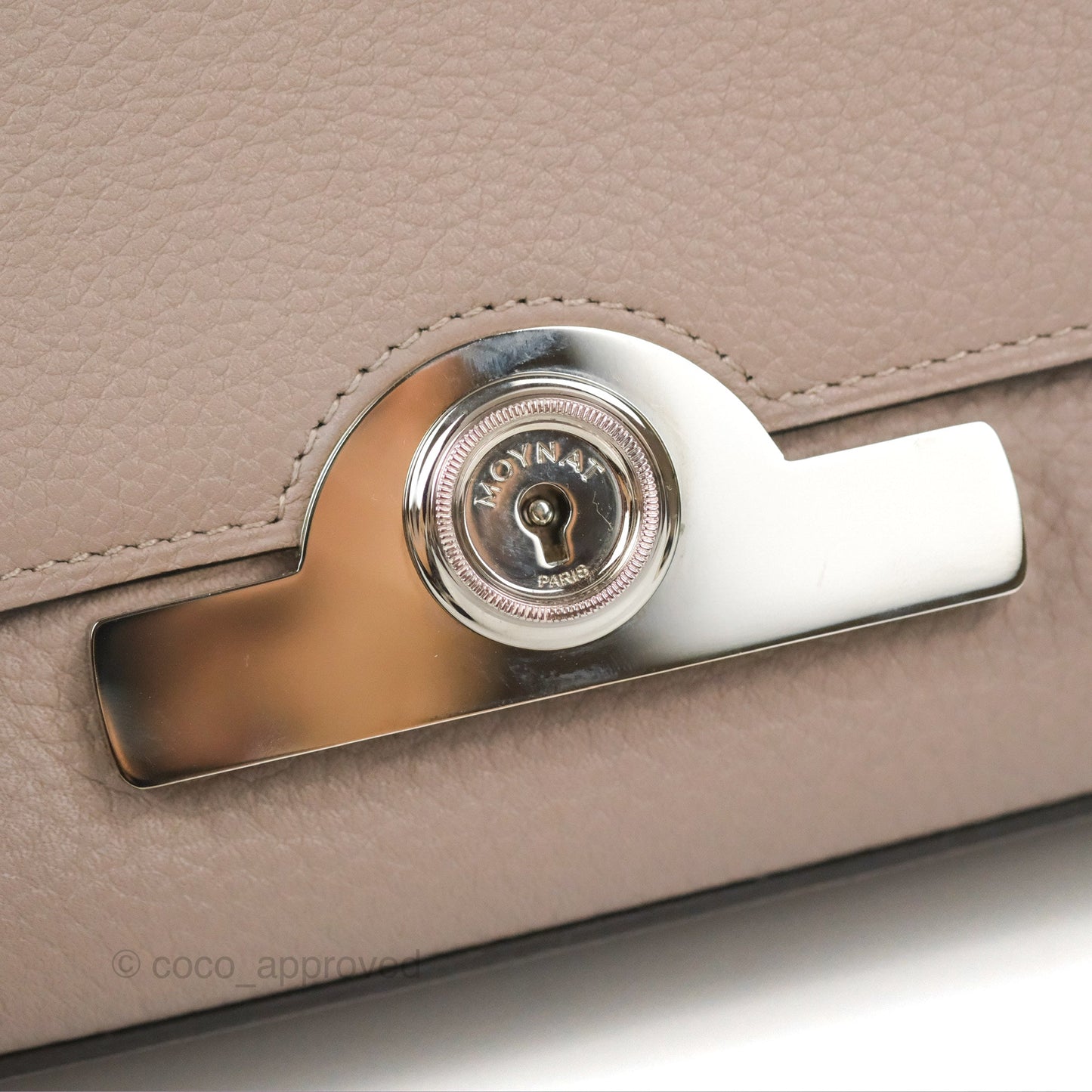 Moynat Réjane PM bag Tourterelle Grained Blush Leather Silver Hardware