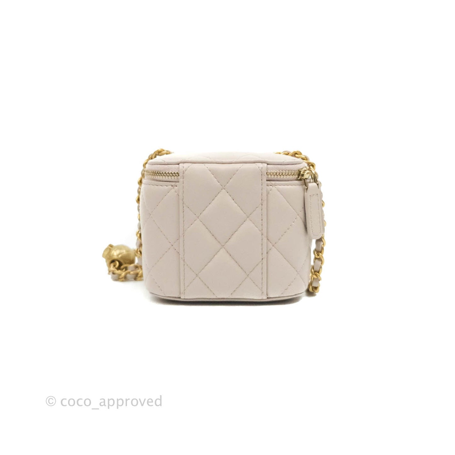 Chanel Classic Mini Pearl Crush Vanity With Chain Lilac Pink Lambskin Aged Gold Hardware