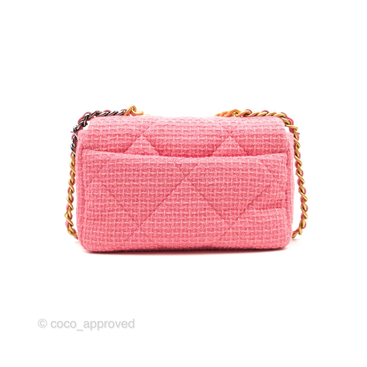 Chanel 19 Small Tweed Pink Glitter Mixed Hardware