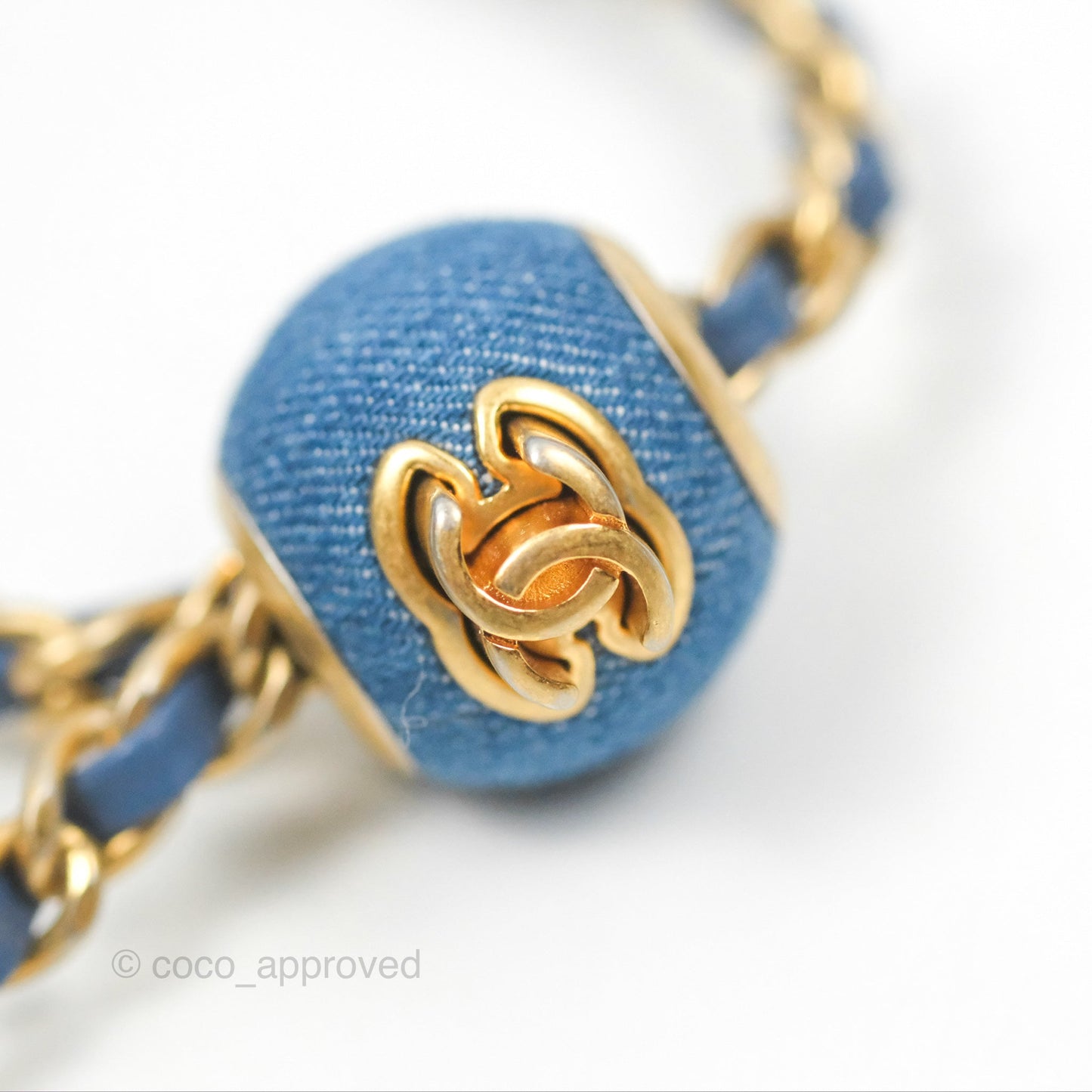 Chanel Mini Square Pearl Crush Quilted Denim Aged Gold Hardware