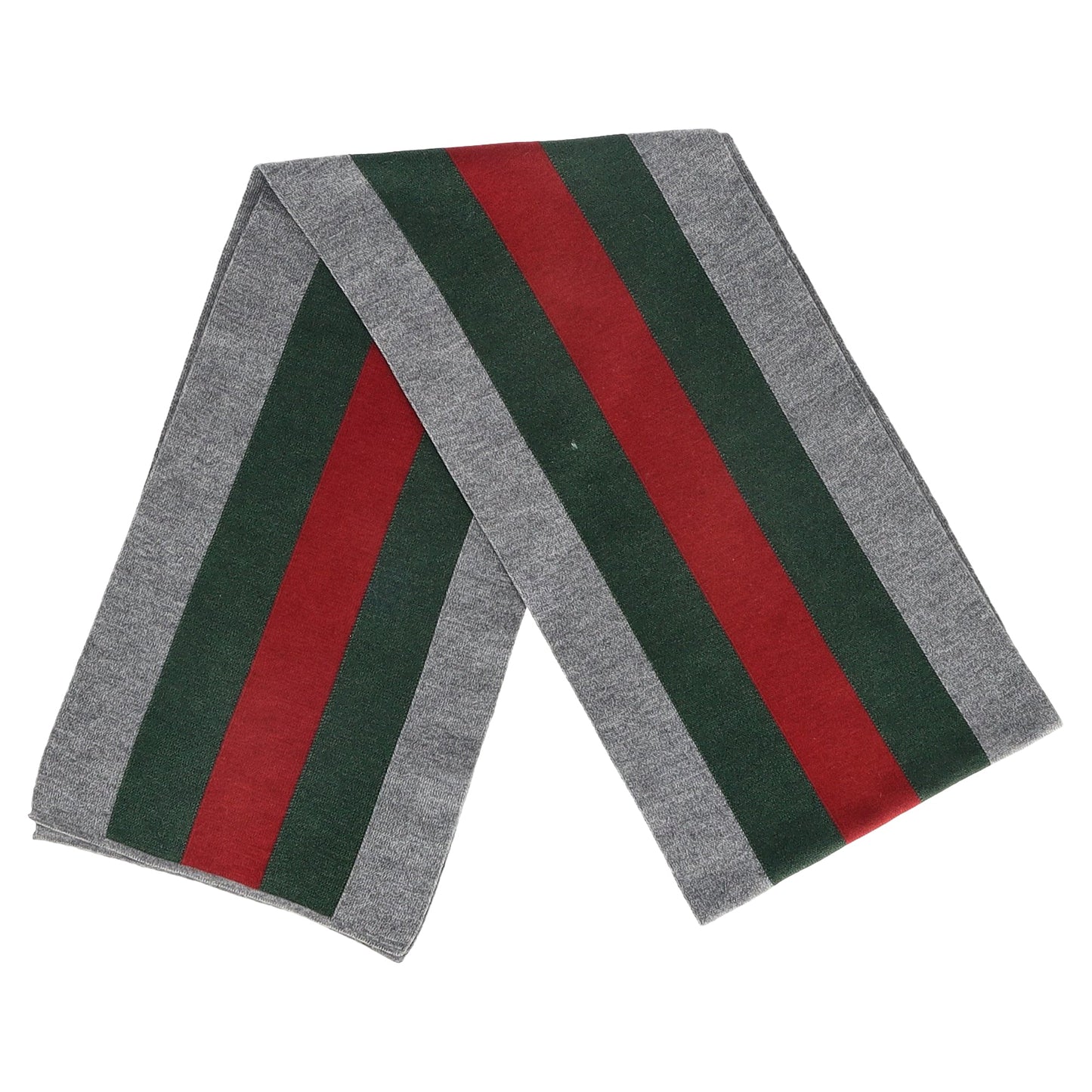 Luxury Gucci Trending 2025 Striped Crook Scarf in Gray Wool