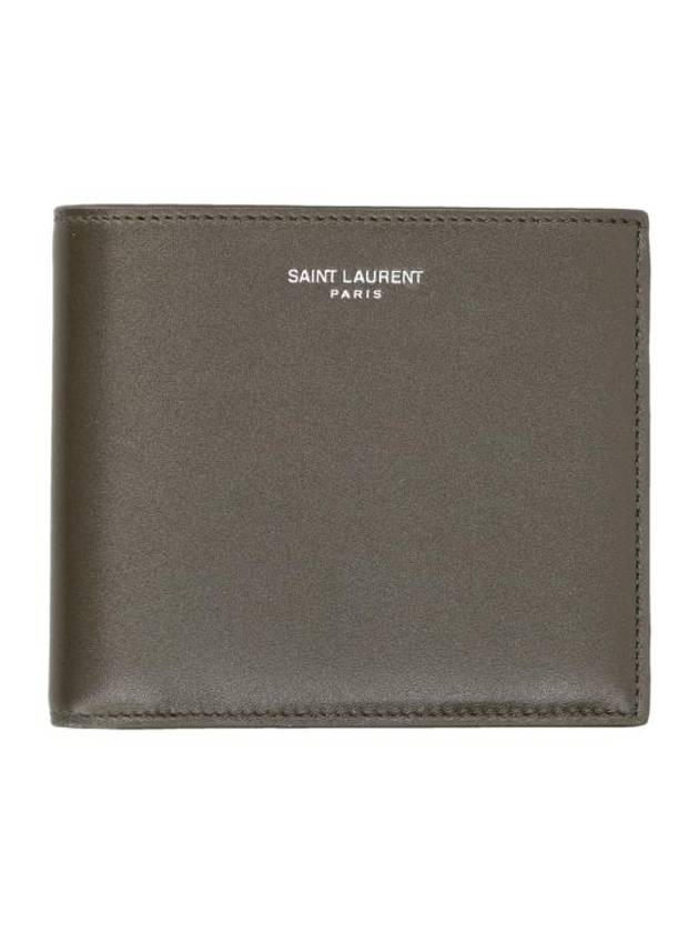 Luxury Saint Laurent East West Leather Half Wallet Light Musk