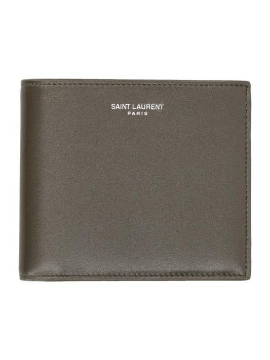 Luxury Saint Laurent East West Leather Half Wallet Light Musk