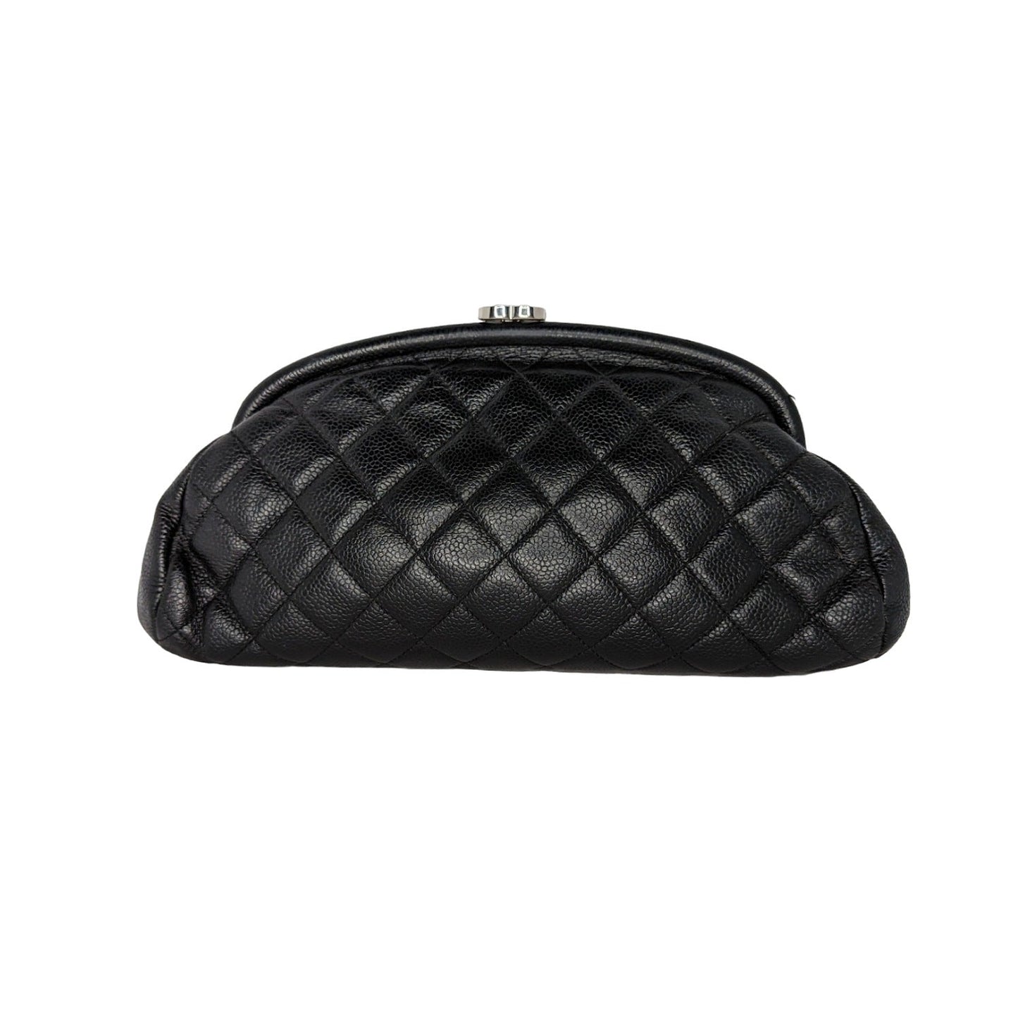 Luxury Chanel Black Quilted Caviar Leather Timeless Clutch