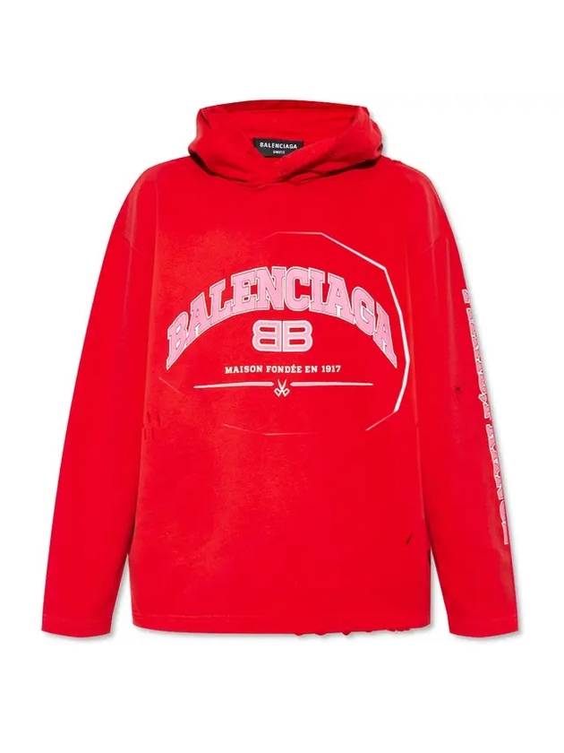 Luxury Balenciaga BB Logo Hoodie Red