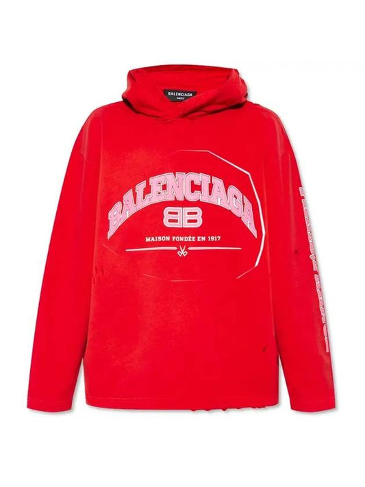 Luxury Balenciaga BB Logo Hoodie Red