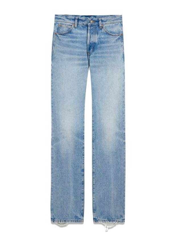 Luxury Saint Laurent Low Rise Denim Straight Jeans Blue