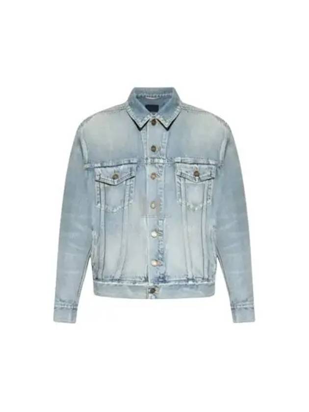 Luxury Saint Laurent Oversized Fit Denim Jacket Sky Blue