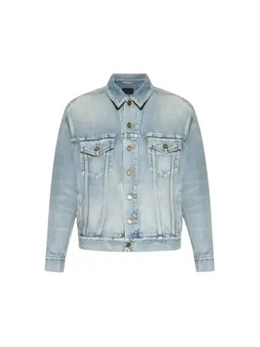 Luxury Saint Laurent Oversized Fit Denim Jacket Sky Blue