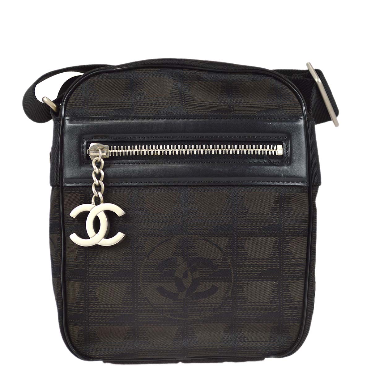 Luxury Chanel 2006-2008 Brown Jacquard New Travel Line Shoulder Bag
