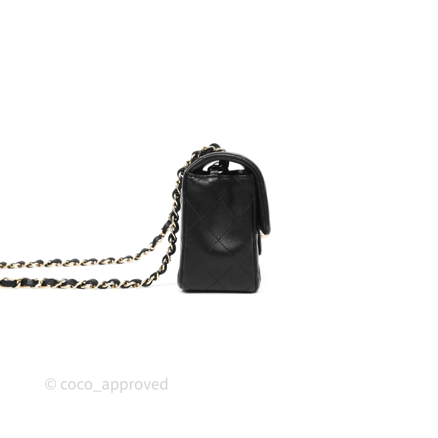 Chanel Mini Rectangular Quilted Black Lambskin Gold Hardware