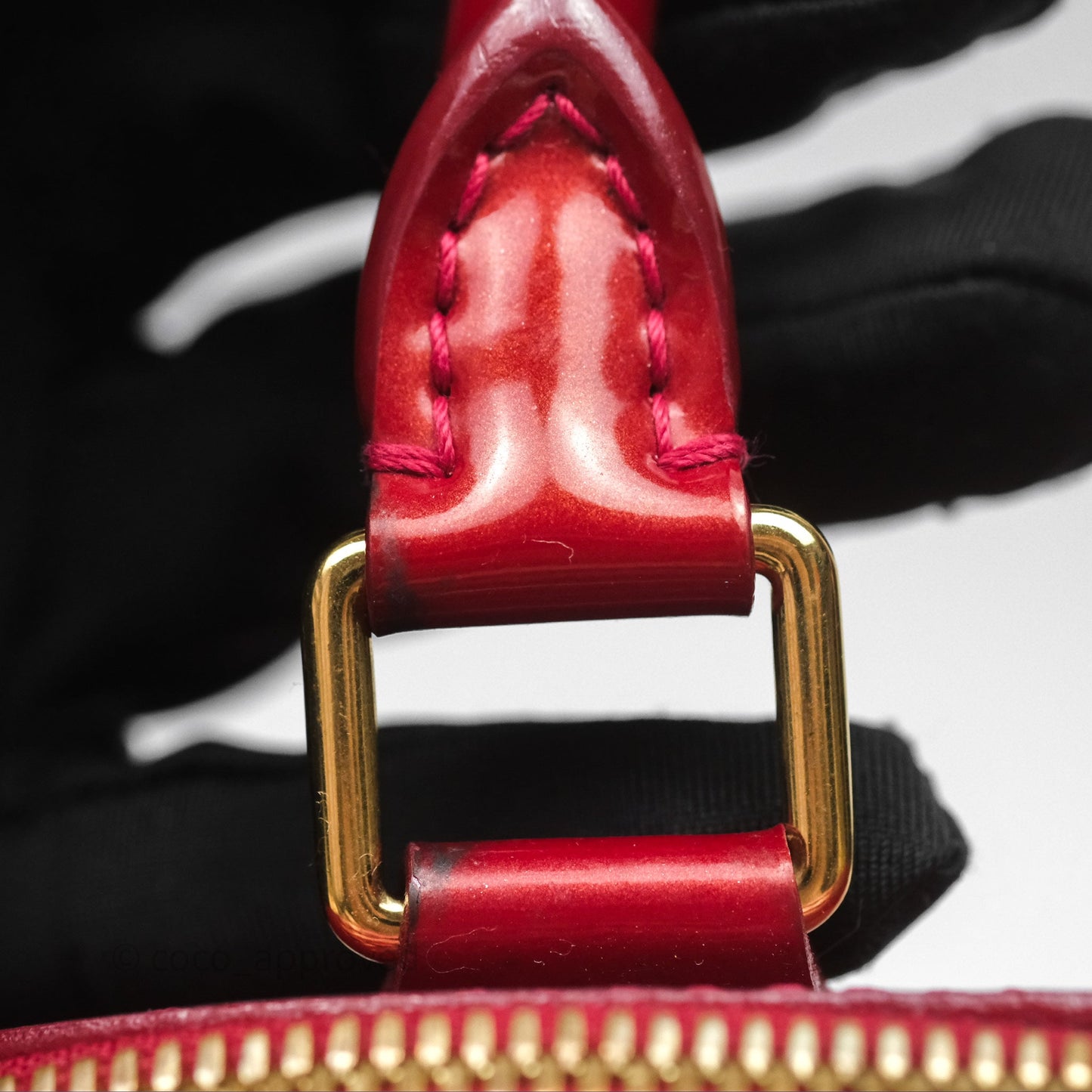 Louis Vuitton Alma BB Red Patent Gold Hardware