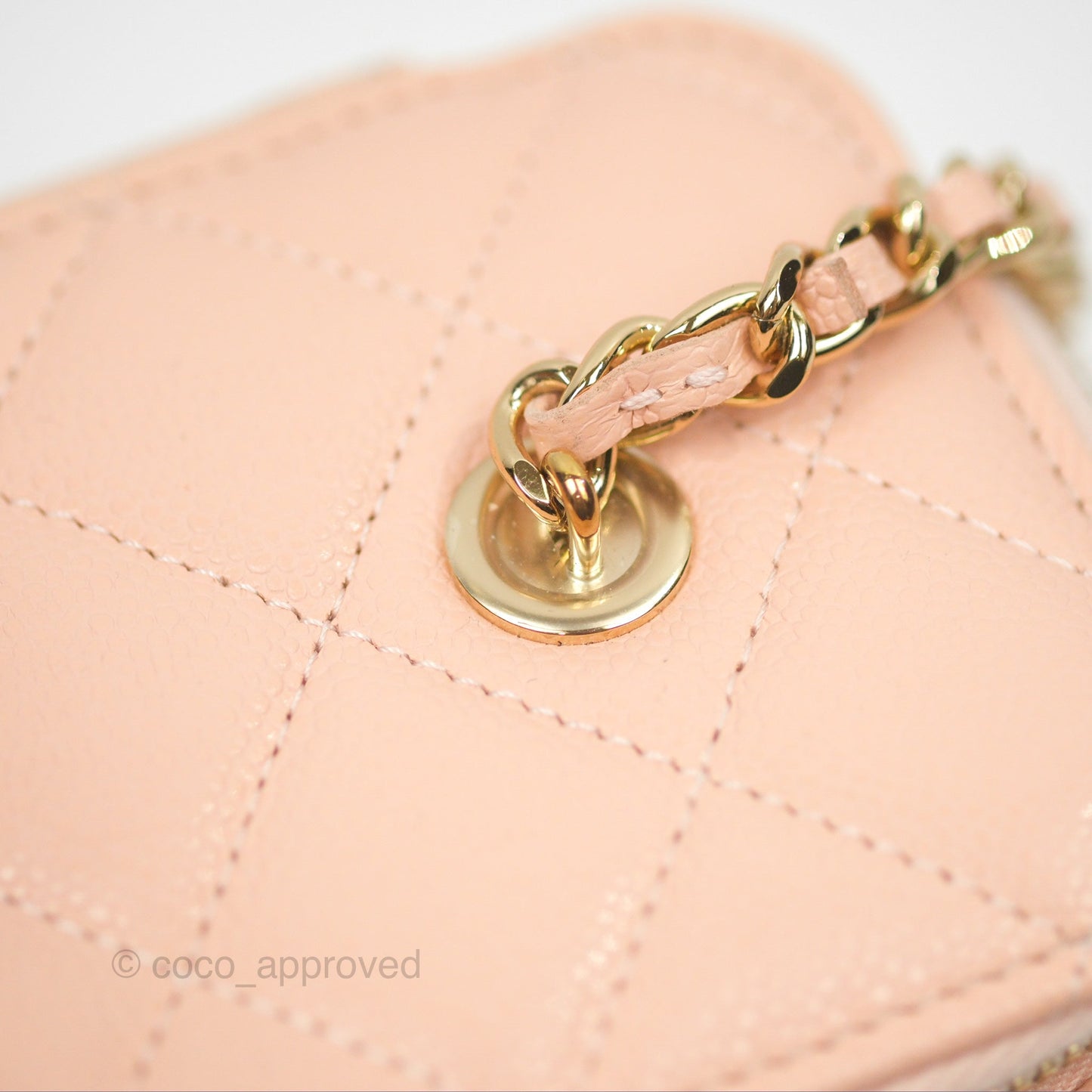 Chanel Vanity Rectangular Pink Beige Caviar Gold Hardware