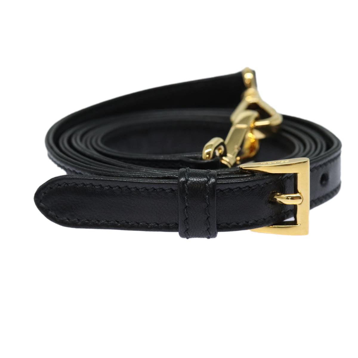 Luxury Prada Adjustable Shoulder Strap Leather 42.5""-46.5"" Black  87029