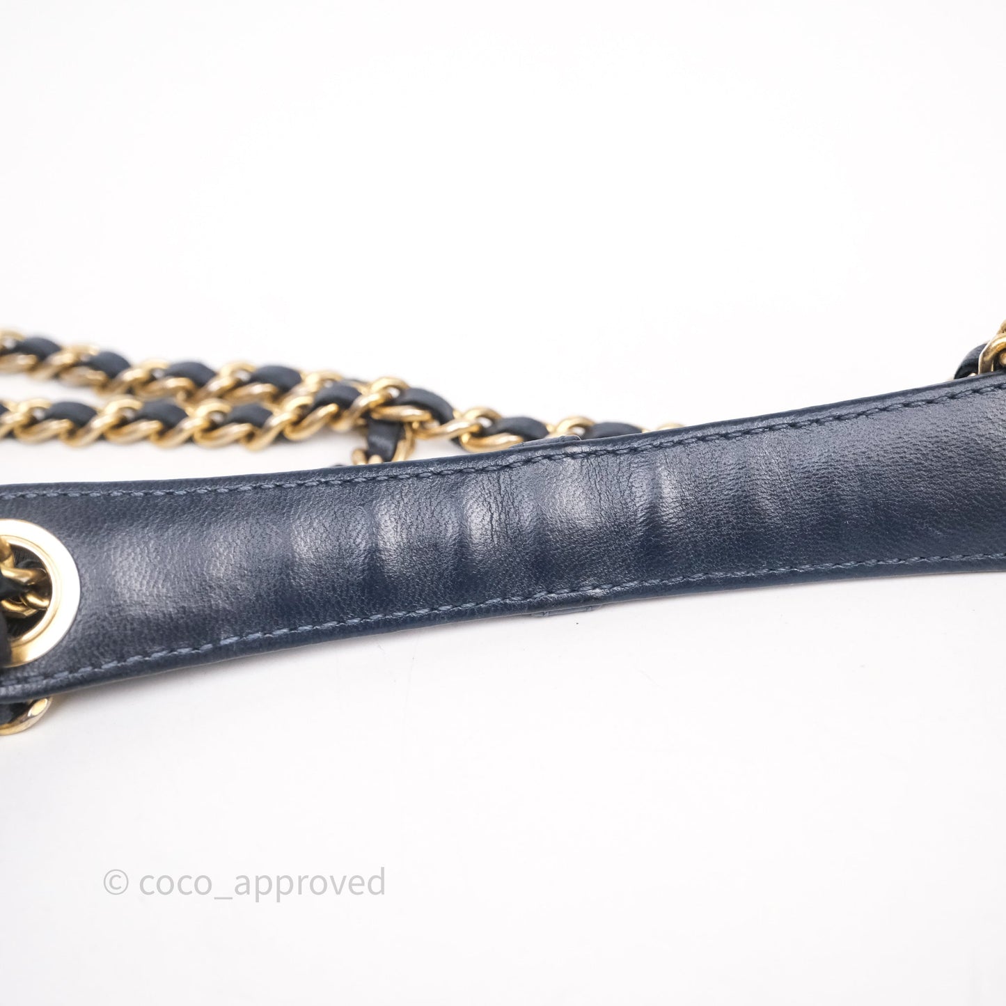 Chanel CC Camera Bag Quilted Navy Lambskin Aged Gold Hardware