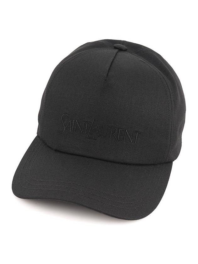 Luxury Saint Laurent Embroidered Logo Gabardine Weave Cotton Ball Cap Black