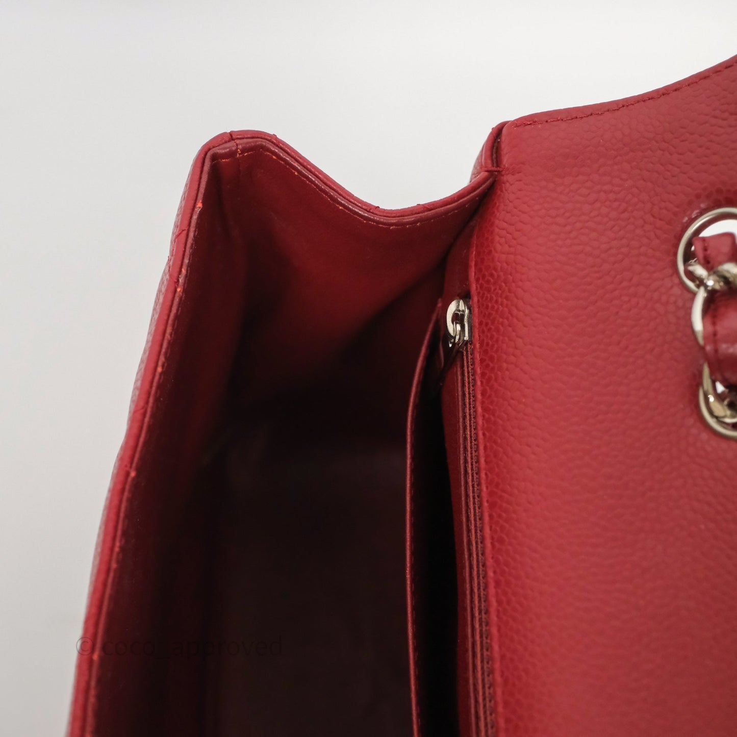 Chanel Jumbo Single Flap Dark Red Caviar Silver Hardware⁣⁣