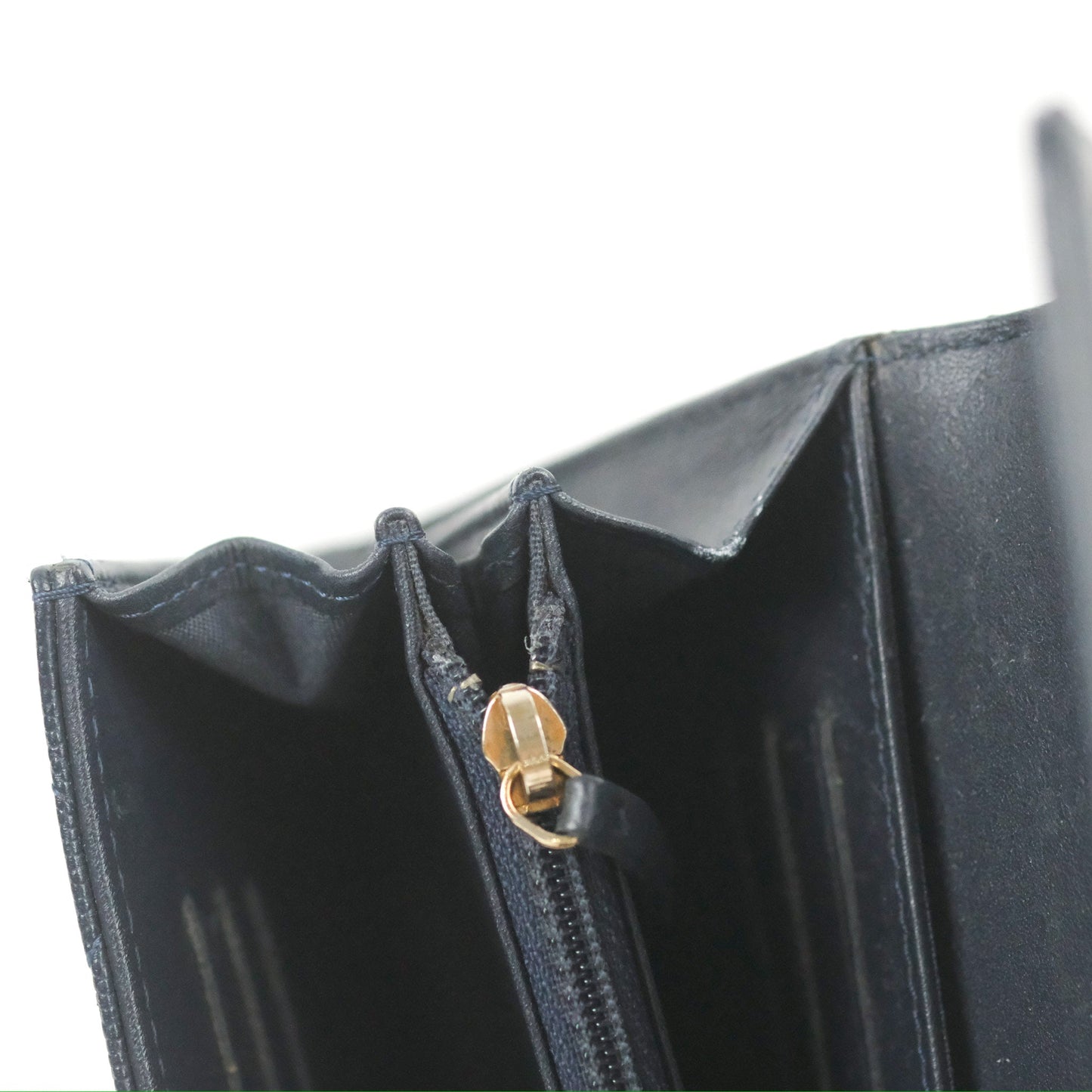 Chanel CC Filigree Small Flap Wallet Navy Caviar Gold Hardware