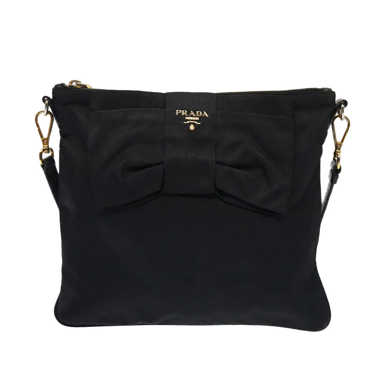 Luxury Prada Shoulder Bag Nylon Black Gold  87081